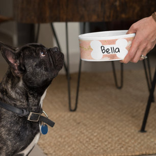 Rose Gold Marble Pet Dog Cat Personalised Bowl