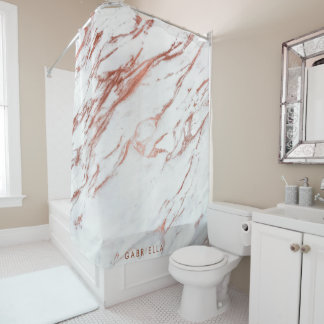 Rose Gold Marble Shower Curtain