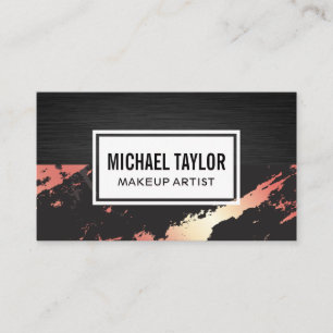 Rose Gold Marble Sleek Dark Metal Business Card