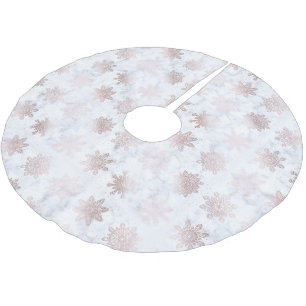 Rose Gold & Marble Snowflake Christmas Pattern Brushed Polyester Tree Skirt