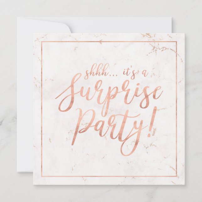Rose Gold & Marble | Surprise Retirement Party Invitation (Front)
