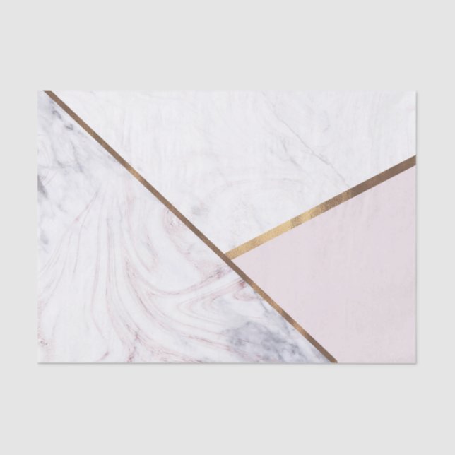 Rose Gold Marble Swirl & Blush Pink Bronze Glam Tissue Paper (Front)