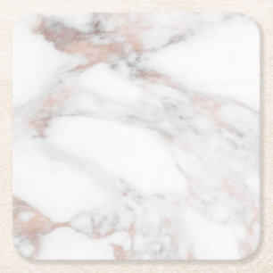 Rose Gold Marble Template Trendy Elegant Square Paper Coaster