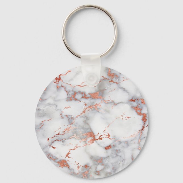 rose gold marble texture key ring (Front)