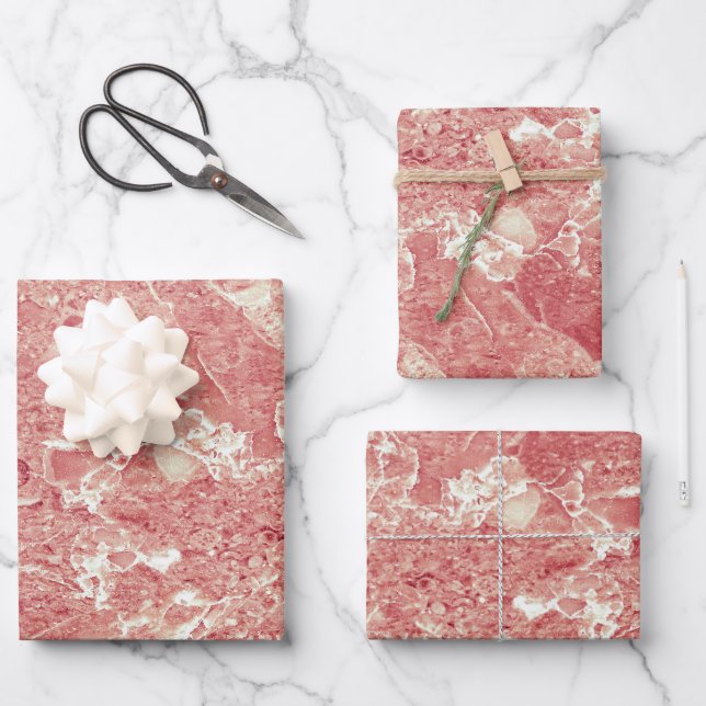 Rose Gold Marble Texture Wrapping Paper Sheet (Front)