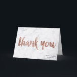 Rose gold marble thank you gift card navy blue2<br><div class="desc">A modern,  original and chic brush hand lettering typography in faux rose gold leaf and navy blue thank you gift card and map on an elegant and simple white trendy marble background</div>