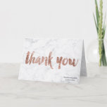 Rose gold marble thank you gift card navy blue2<br><div class="desc">A modern,  original and chic brush hand lettering typography in faux rose gold leaf and navy blue thank you gift card and map on an elegant and simple white trendy marble background</div>