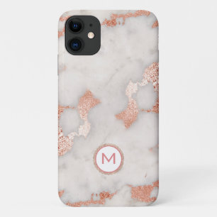 Rose Gold Marbled Monogrammed Case-Mate iPhone Case