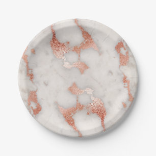 Rose Gold Marbled Paper Plate