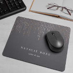 Rose Gold Marquee Personalized Mouse Pad<br><div class="desc">Chic personalized mousepad displays your name,  business name or choice of custom text in classic white lettering on a rich medium grey background with vertical strands of faux rose gold foil string lights cascading from the top.</div>