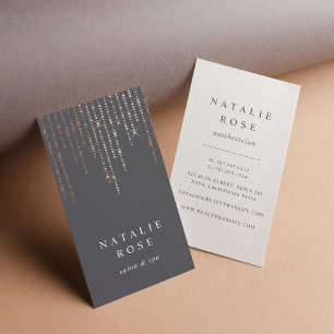 Rose Gold Marquee Vertical Business Card