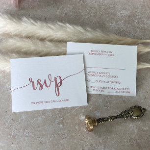 Rose Gold Menu Choice RSVP Card