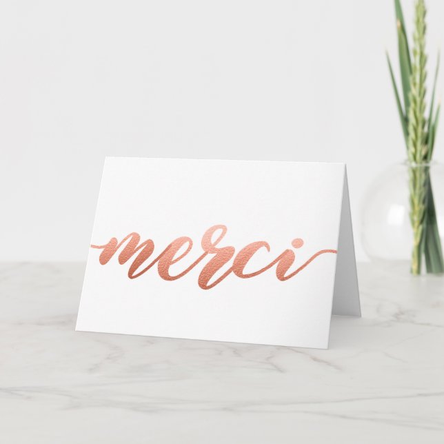Rose Gold Merci Note Card (Front)