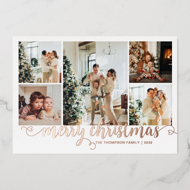 Rose Gold Merry Christmas Heart Script 5 Photo (Front)