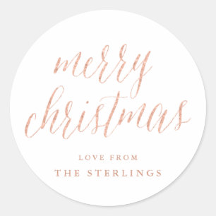Rose Gold Merry Christmas Holiday Sticker