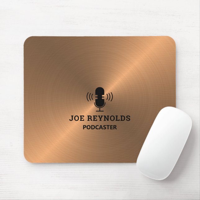 Rose Gold Metal Effect, Podcaster, Podcast Mouse Pad (With Mouse)