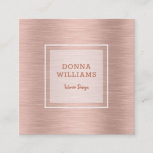 Rose-gold metallic background square business card