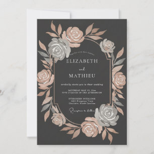 Rose Gold Metallic Botanical Wedding Invitation
