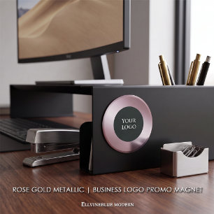 Rose Gold Metallic Business Logo Promo Magnet