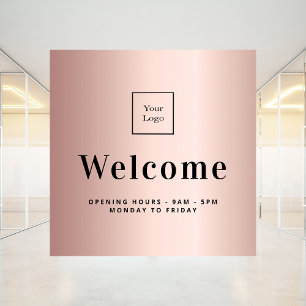 Rose gold metallic business logo welcome