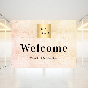 Rose gold metallic business logo welcome