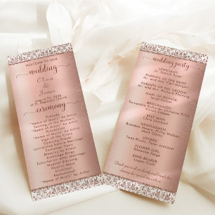 Rose Gold Metallic Damask Glam Wedding   Programme
