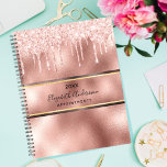 Rose gold metallic elegant glitter monogram 2024 planner<br><div class="desc">A rose gold and faux gold metallic looking background with a rose gold and faux gold band. Decorated with rose gold faux glitter drips, paint dripping look. Personalise and add a year, your name and a title on front. Black letters. The name is written with a modern and trendy hand...</div>