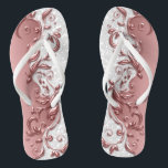 Rose Gold Metallic Floral & White Glitter Jandals<br><div class="desc">Beautiful Flip Flop Shoes. ⭐99% of my designs in my store are done in layers. This makes it easy for you to resize and move the graphics and text around so that it will fit each product perfectly. ⭐ (Please be sure to resize, change, add, delete or move any graphics...</div>