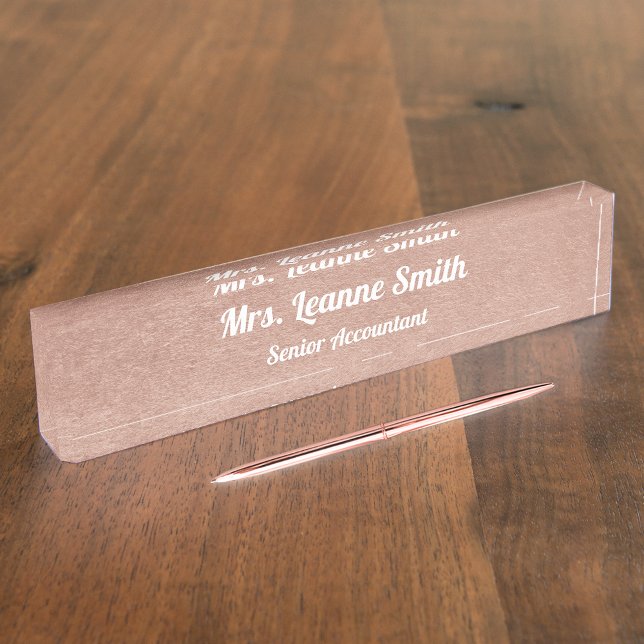 Rose Gold Metallic Foil White Font Nameplate (Creator Uploaded)