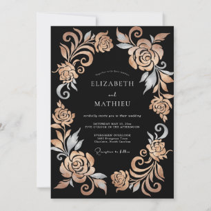 Rose Gold Metallic Formal Wedding Invitation