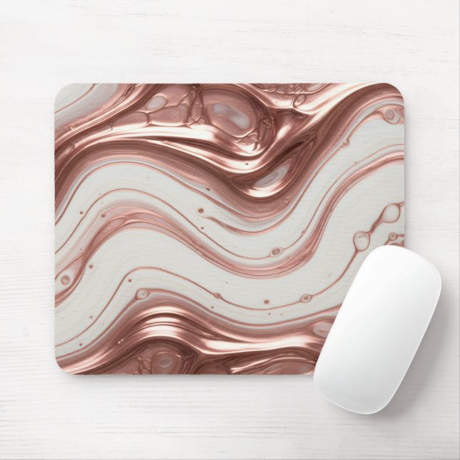 Rose Gold Metallic Liquid Marble Mouse Pad (With Mouse)