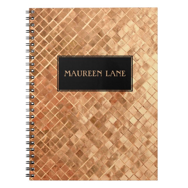 Rose Gold Metallic Look Custom Spiral Notebook (Front)