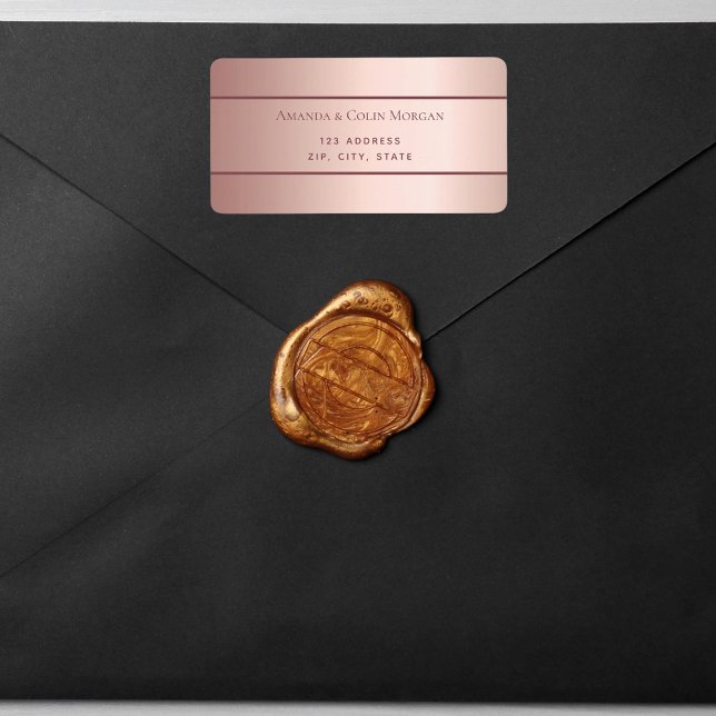 Rose gold metallic modern minimalist wedding label (Creator Uploaded)