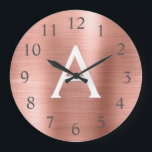 Rose Gold Metallic Monogram Name & Initial<br><div class="desc">Rose Gold faux Metallic Monogram Name and Initial Serving Wall Clock. The Wall Clock makes the perfect gift for someone who loves pink stainless steel.</div>