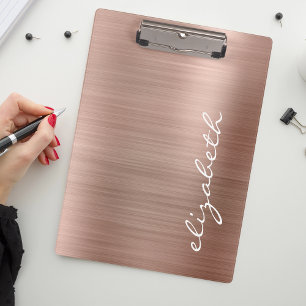 Rose Gold Metallic Personalised Signature Script Clipboard