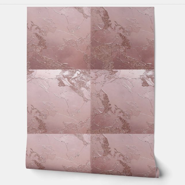 Rose Gold Metallic Plaster  Tiles Wallpaper (Unrolling)