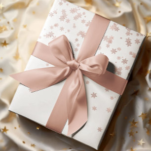 Rose Gold Metallic Snowflakes Holiday Christmas Wrapping Paper