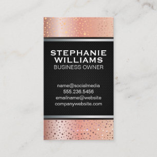 Rose Gold Metallic Specks Black Mesh Silver Business Card