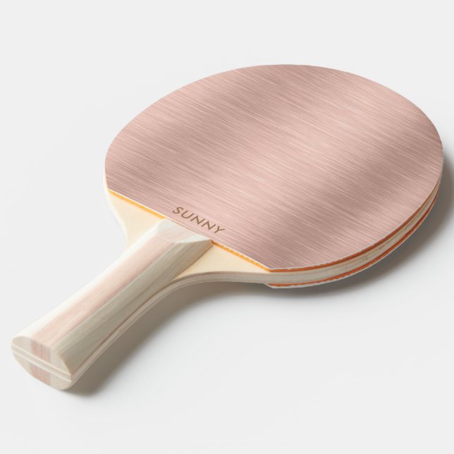 Rose-gold Metallic Texture Monogram Ping Pong Paddle (Front Angle)