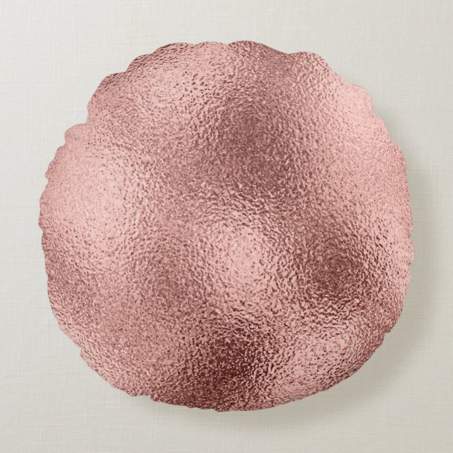 Rose Gold Metallic: Vintage Shine. Round Cushion (Front)
