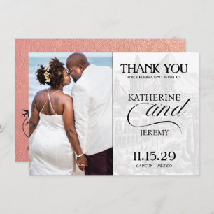 Rose Gold Mexico Passport Thank You Card