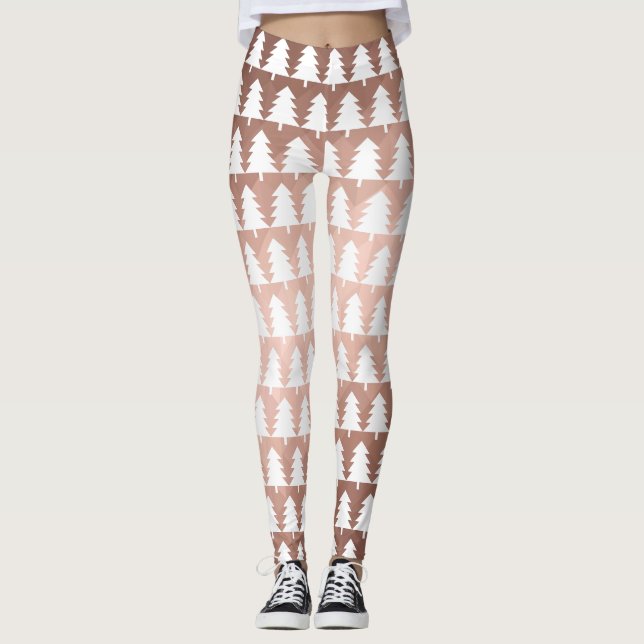 Rose gold minimal xmas tree leggings (Front)
