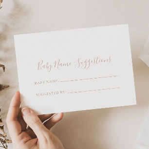Rose Gold Minimalist Baby Name Suggestions Card