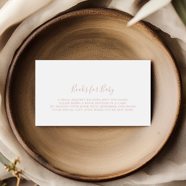 Rose Gold Minimalist Baby Shower Book Request  Enclosure Card (Creator Uploaded)