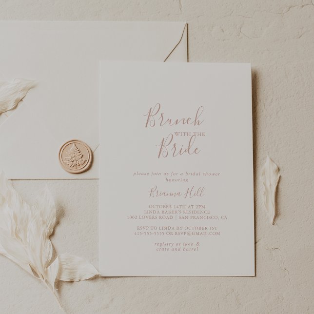 Rose Gold Minimalist Brunch with the Bride Shower  Invitation (Creator Uploaded)