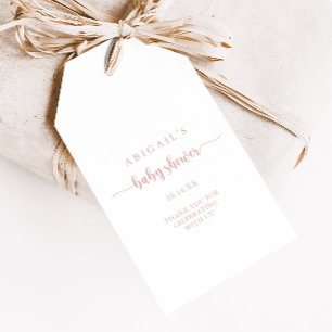 Rose Gold Minimalist Calligraphy Baby Shower  Gift Tags