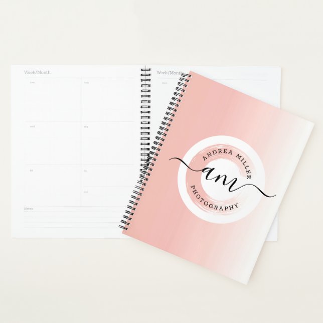 Rose Gold Minimalist Elegant Logo Personalised Planner (Display)