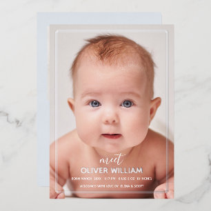 Rose Gold Minimalist Geometric Photo Birth Card