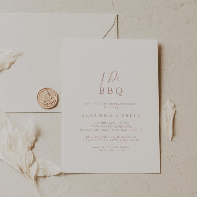 Rose Gold Minimalist I Do BBQ Engagement Party   Invitation (Creator Uploaded)