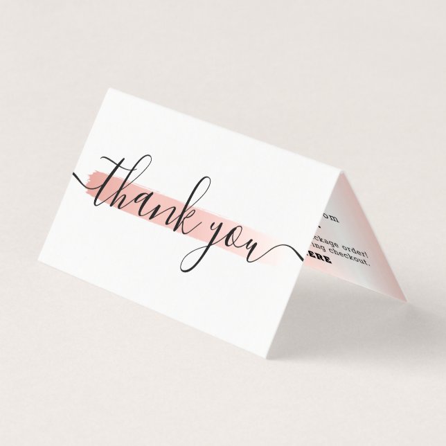 Rose Gold Minimalist Logo Customer Thank You Card (Front)